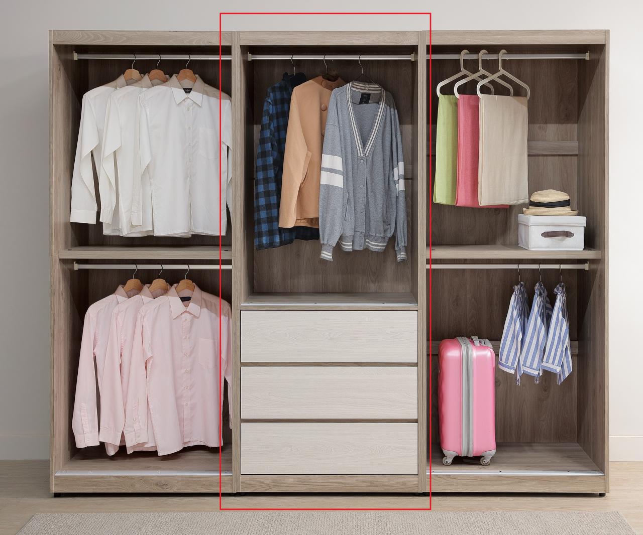 伊格絲2.7尺三抽推門衣櫥